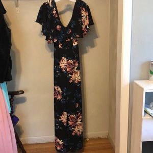 Long Floral Black Romper